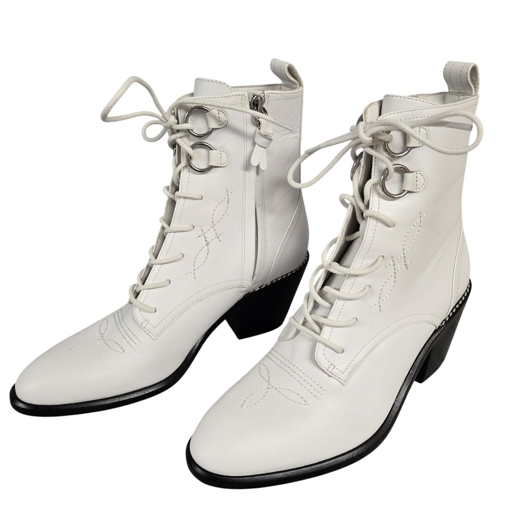 Lace-up Leather Ankle Boots Diane Von Furstenberg DVF Womens Dakota Size 6M NWOB - Picture 5 of 10